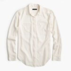 J.Crew Silk Pocket Silk Blouse ivory hidden button